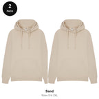 Mens Hoodies 2 Pack - 80% cotton / 20% polyester brushed-back fleece 280gsm, Sizes S-2XL - Sand
