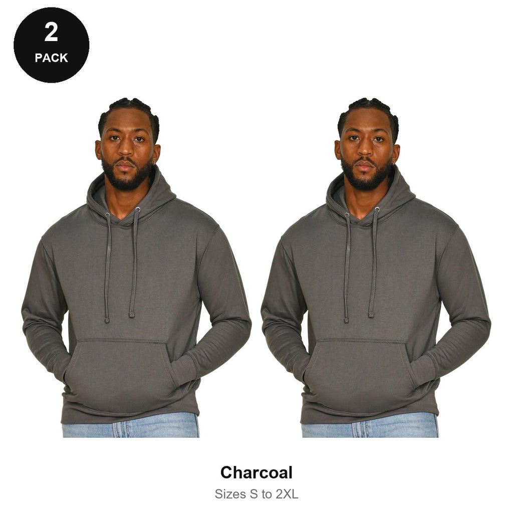 Mens Hoodies 2 Pack - 80% cotton / 20% polyester brushed-back fleece 280gsm, Sizes S-2XL - Charcoal