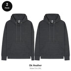 Mens Hoodies 2 Pack - 80% cotton / 20% polyester brushed-back fleece 280gsm, Sizes S-2XL - Dk Heather