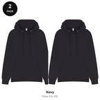 Mens Hoodies 2 Pack - 80% cotton / 20% polyester brushed-back fleece 280gsm, Sizes S-2XL - Navy