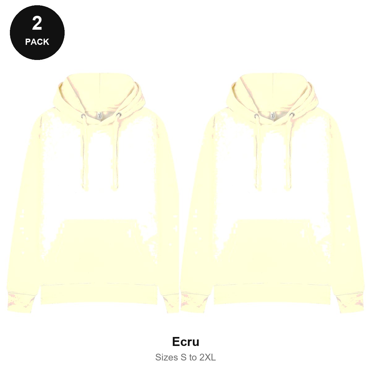 Mens Hoodies 2 Pack - 80% cotton / 20% polyester brushed-back fleece 280gsm, Sizes S-2XL - Ecru