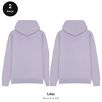 Mens Hoodies 2 Pack - 80% cotton / 20% polyester brushed-back fleece 280gsm, Sizes S-2XL - Lilac