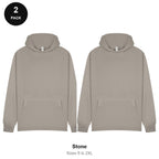 Hoodies 2 Pack - 80% cotton / 20% polyester brushed-back fleece 280gsm, Sizes S-2XL - Stone