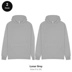 Hoodies 2 Pack - 80% cotton / 20% polyester brushed-back fleece 280gsm, Sizes S-2XL - Lunar Grey