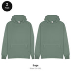 Hoodies 2 Pack - 80% cotton / 20% polyester brushed-back fleece 280gsm, Sizes S-2XL - Sage