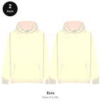 Hoodies 2 Pack - 80% cotton / 20% polyester brushed-back fleece 280gsm, Sizes S-2XL - Ecru