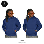 Hoodies 2 Pack - 80% cotton / 20% polyester brushed-back fleece 280gsm, Sizes S-2XL - Cobalt