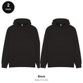 Oversized Hoodies 2 Pack - 80% cotton / 20% polyester brushed-back fleece 280gsm, Sizes S-2XL - Black