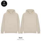 Oversized Hoodies 2 Pack - 80% cotton / 20% polyester brushed-back fleece 280gsm, Sizes S-2XL - Sand