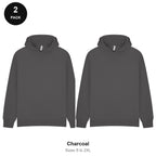 Oversized Hoodies 2 Pack - 80% cotton / 20% polyester brushed-back fleece 280gsm, Sizes S-2XL - Charcoal