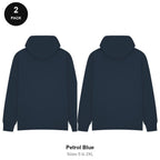 Oversized Hoodies 2 Pack - 80% cotton / 20% polyester brushed-back fleece 280gsm, Sizes S-2XL - Petrol Blue