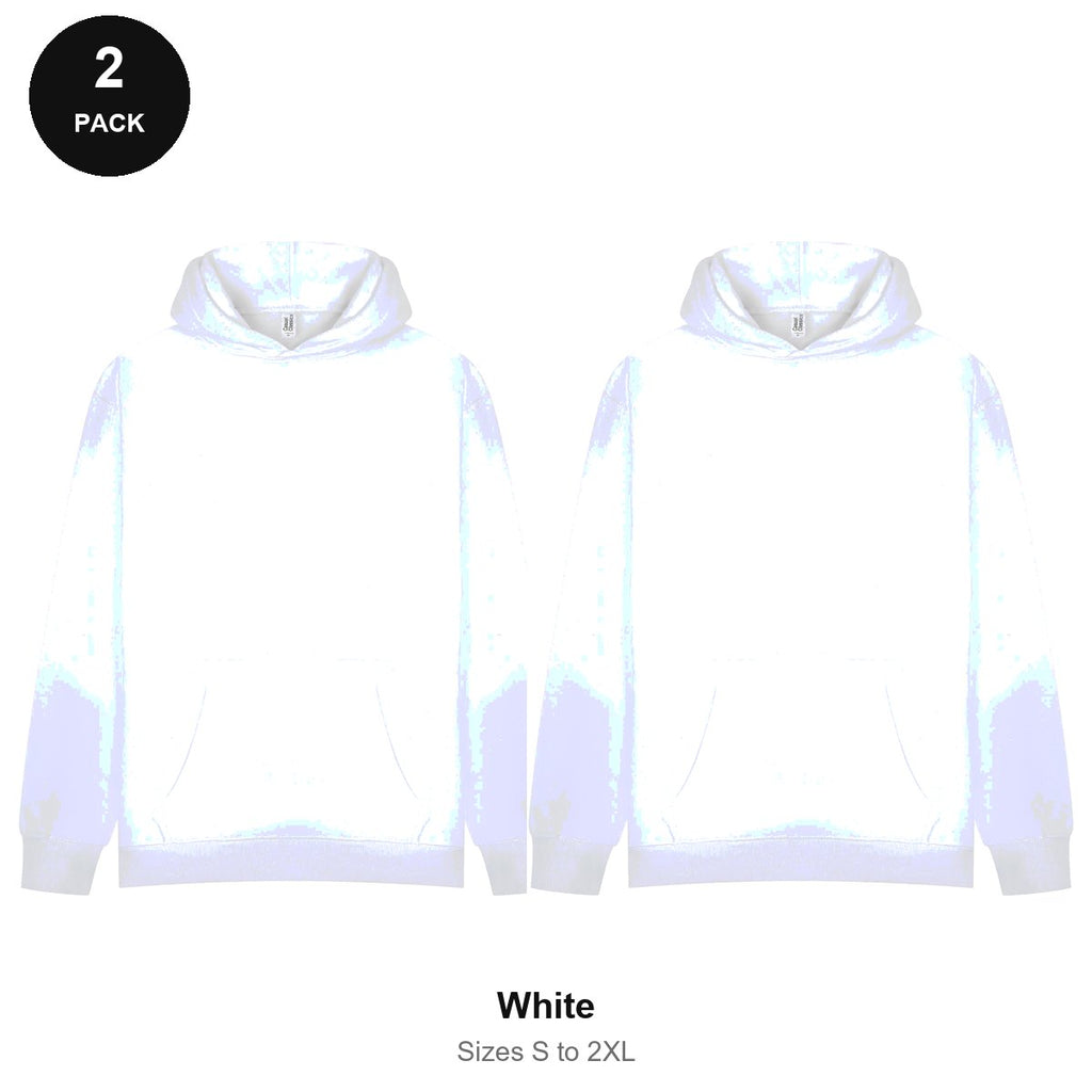 Oversized Hoodies 2 Pack - 80% cotton / 20% polyester brushed-back fleece 280gsm, Sizes S-2XL - White