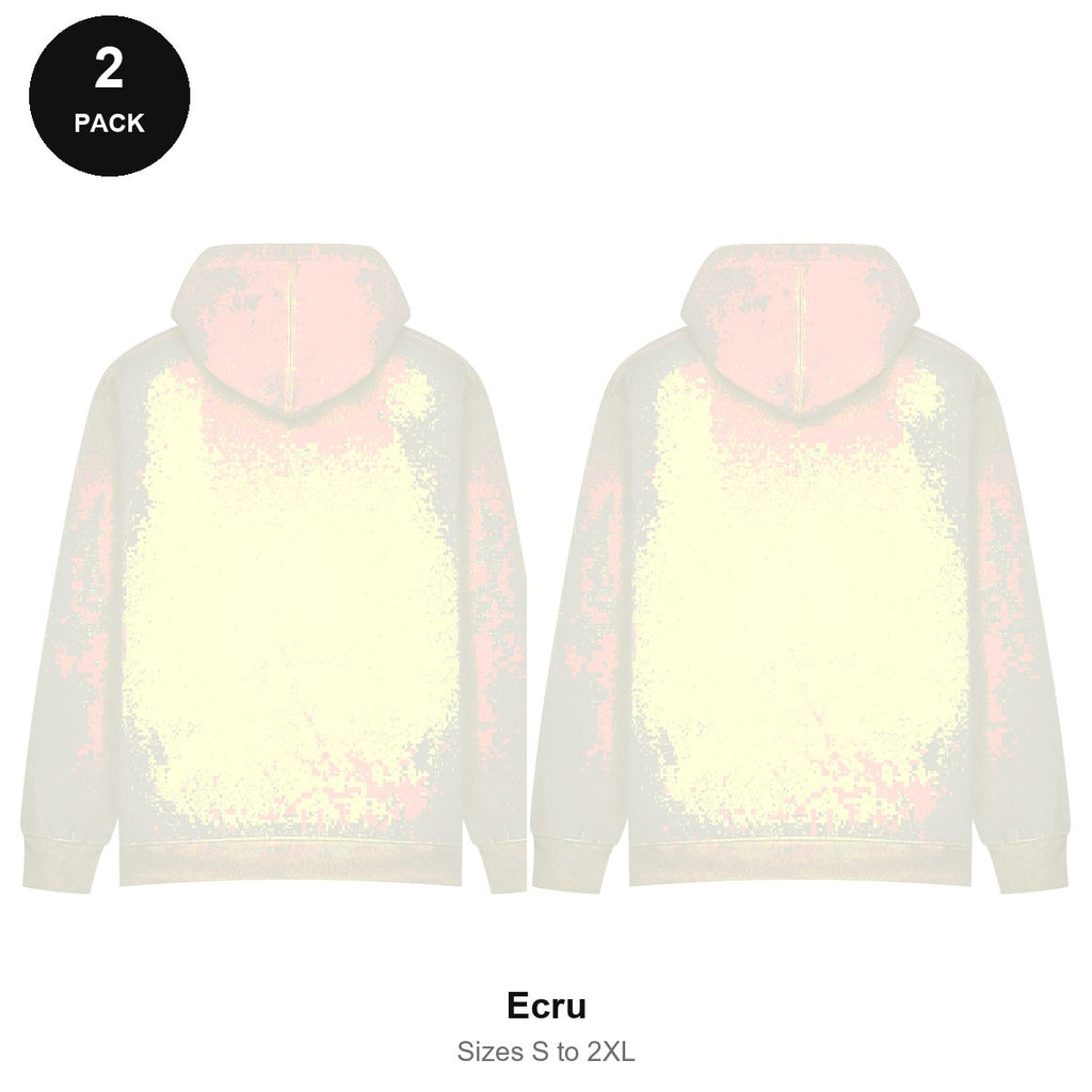 Oversized Hoodies 2 Pack - 80% cotton / 20% polyester brushed-back fleece 280gsm, Sizes S-2XL - Ecru