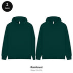 Oversized Hoodies 2 Pack - 80% cotton / 20% polyester brushed-back fleece 280gsm, Sizes S-2XL - Rainforest