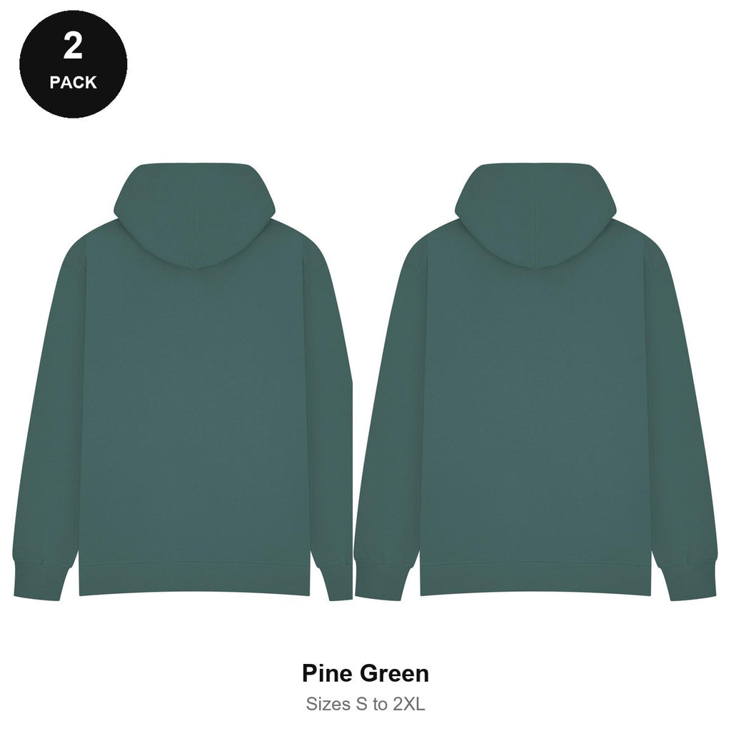 Oversized Hoodies 2 Pack - 80% cotton / 20% polyester brushed-back fleece 280gsm, Sizes S-2XL - Pine Green