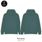 Oversized Hoodies 2 Pack - 80% cotton / 20% polyester brushed-back fleece 280gsm, Sizes S-2XL - Pine Green