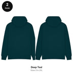Oversized Hoodies 2 Pack - 80% cotton / 20% polyester brushed-back fleece 280gsm, Sizes S-2XL - Deep Teal