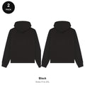 Premium 330gsm Oversized Hoodies 2 Pack - 80% cotton / 20% polyester brushed-back fleece 330gsm, Sizes S-2XL - Black