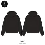 Premium 330gsm Oversized Hoodies 2 Pack - 80% cotton / 20% polyester brushed-back fleece 330gsm, Sizes S-2XL - Black