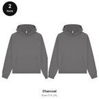 Premium 330gsm Oversized Hoodies 2 Pack - 80% cotton / 20% polyester brushed-back fleece 330gsm, Sizes S-2XL - Charcoal