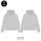 Premium 330gsm Oversized Hoodies 2 Pack - 80% cotton / 20% polyester brushed-back fleece 330gsm, Sizes S-2XL - Lunar Grey