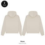 Premium 330gsm Oversized Hoodies 2 Pack - 80% cotton / 20% polyester brushed-back fleece 330gsm, Sizes S-2XL - Stone