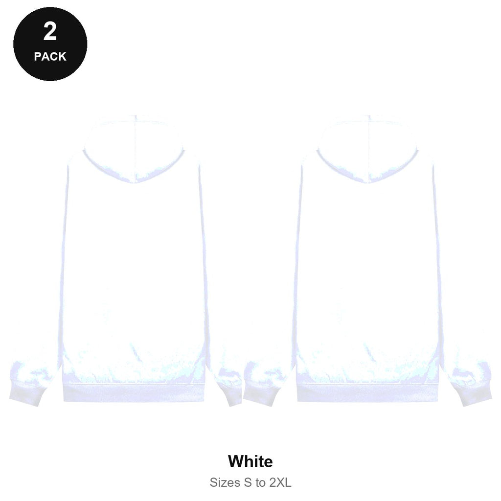 Zip Hoodies 2 Pack - 80% cotton / 20% polyester brushed-back fleece 280gsm, Sizes S-2XL - White