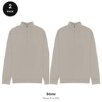 Quarter-Zip Sweatshirts 2 Pack - 80% cotton / 20% polyester brushed-back fleece 280gsm, Sizes S-2XL - Stone