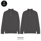Quarter-Zip Sweatshirts 2 Pack - 80% cotton / 20% polyester brushed-back fleece 280gsm, Sizes S-2XL - Charcoal