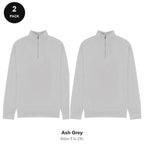 Quarter-Zip Sweatshirts 2 Pack - 80% cotton / 20% polyester brushed-back fleece 280gsm, Sizes S-2XL - Ash Grey