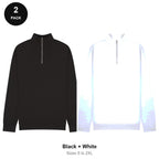Quarter-Zip Sweatshirts 2 Pack - 80% cotton / 20% polyester brushed-back fleece 280gsm, Sizes S-2XL - Black + White