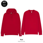 Mens Hoodie + Sweatshirt Set - 80% cotton / 20% polyester brushed-back fleece 280gsm, Sizes S-2XL - Red