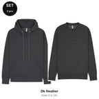 Mens Hoodie + Sweatshirt Set - 80% cotton / 20% polyester brushed-back fleece 280gsm, Sizes S-2XL - Dk Heather
