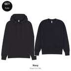 Mens Hoodie + Sweatshirt Set - 80% cotton / 20% polyester brushed-back fleece 280gsm, Sizes S-2XL - Navy