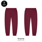 Joggers 2 Pack - 80% cotton / 20% polyester brushed-back fleece 280gsm, Sizes S-2XL - Burgundy