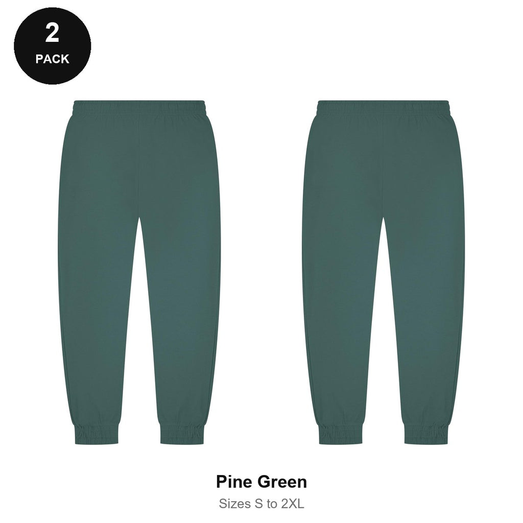 Joggers 2 Pack - 80% cotton / 20% polyester brushed-back fleece 280gsm, Sizes S-2XL - Pine Green