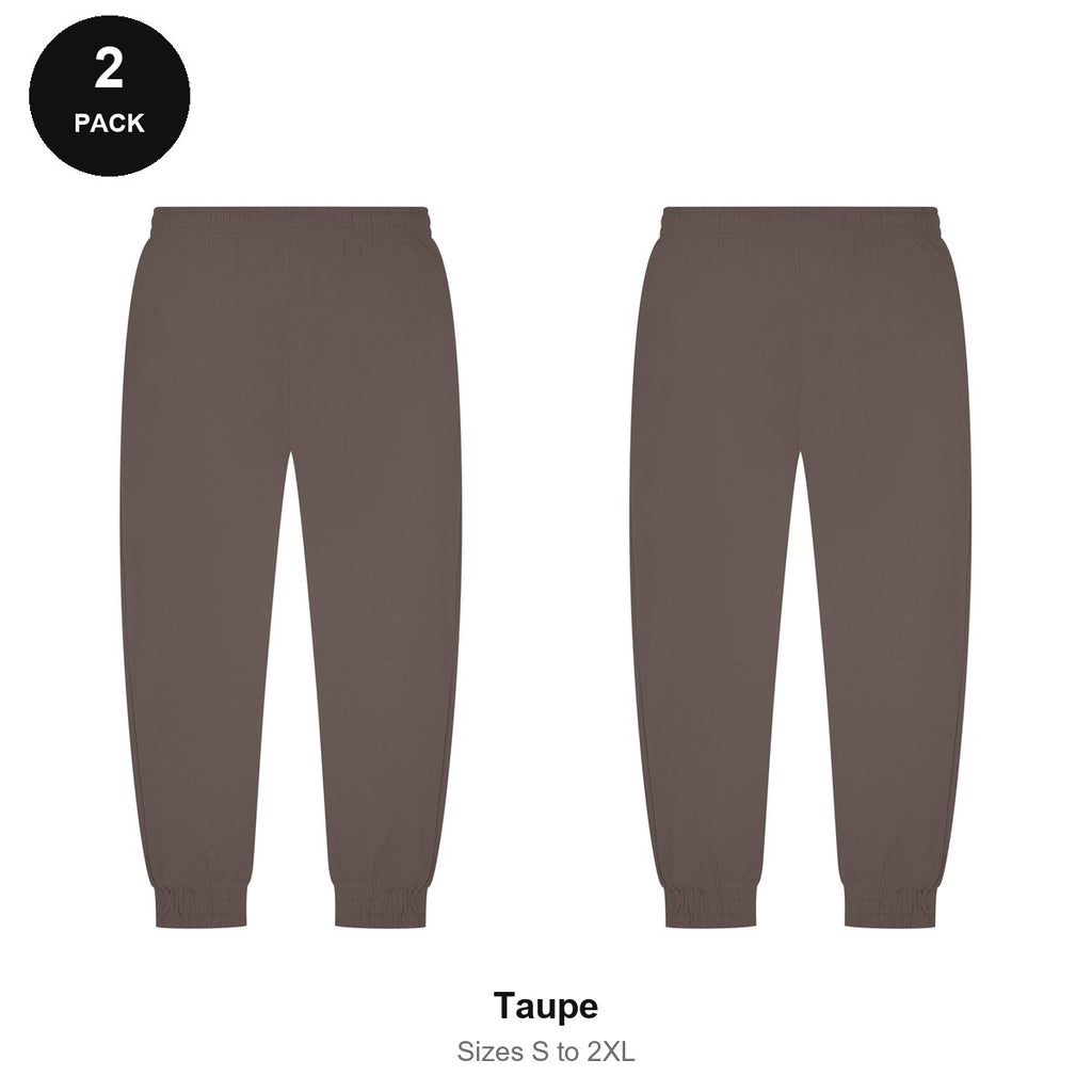 Joggers 2 Pack - 80% cotton / 20% polyester brushed-back fleece 280gsm, Sizes S-2XL - Taupe
