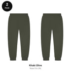 Joggers 2 Pack - 80% cotton / 20% polyester brushed-back fleece 280gsm, Sizes S-2XL - Khaki Olive