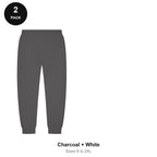 Joggers 2 Pack - 80% cotton / 20% polyester brushed-back fleece 280gsm, Sizes S-2XL - Charcoal + White