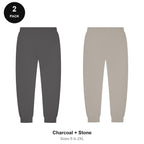 Joggers 2 Pack - 80% cotton / 20% polyester brushed-back fleece 280gsm, Sizes S-2XL - Charcoal + Stone
