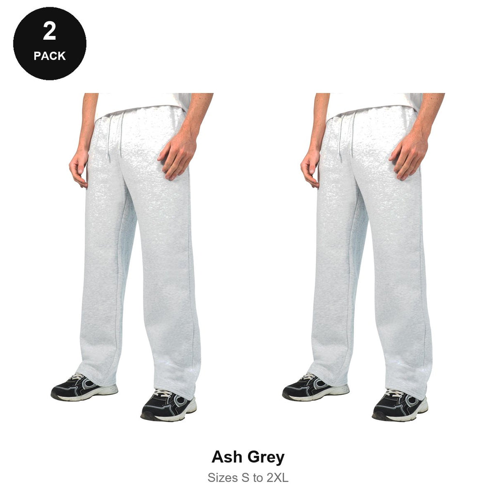 Relaxed Fit Joggers 2 Pack - 80% cotton / 20% polyester brushed-back fleece 280gsm, Sizes S-2XL - Ash Grey