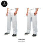 Relaxed Fit Joggers 2 Pack - 80% cotton / 20% polyester brushed-back fleece 280gsm, Sizes S-2XL - Ash Grey