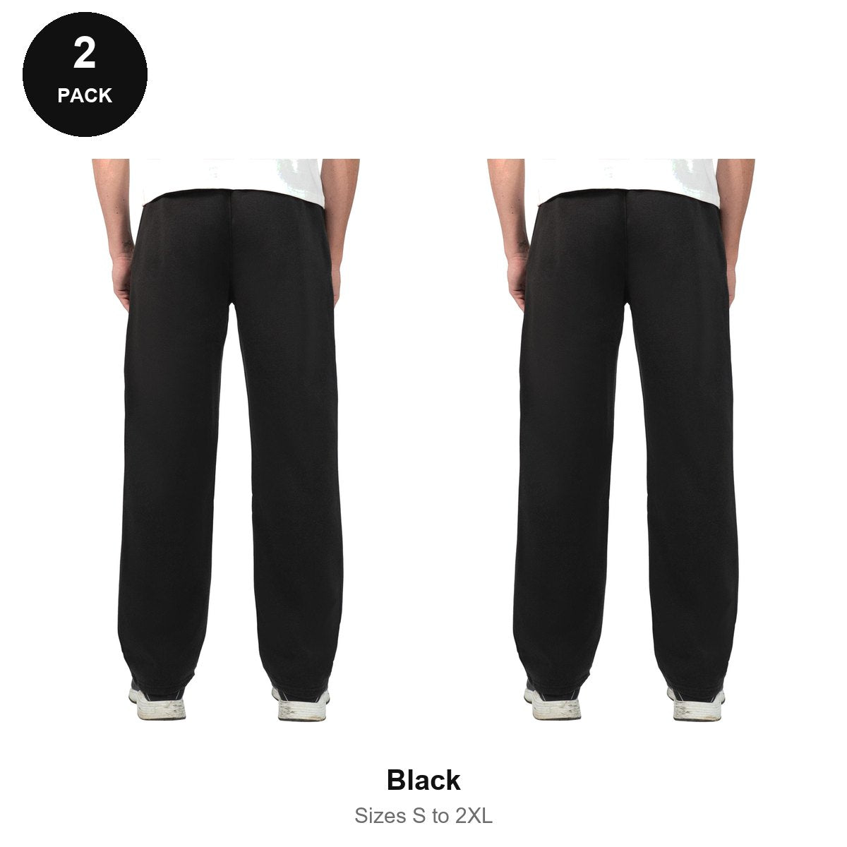 Relaxed Fit Joggers 2 Pack - 80% cotton / 20% polyester brushed-back fleece 280gsm, Sizes S-2XL - Black