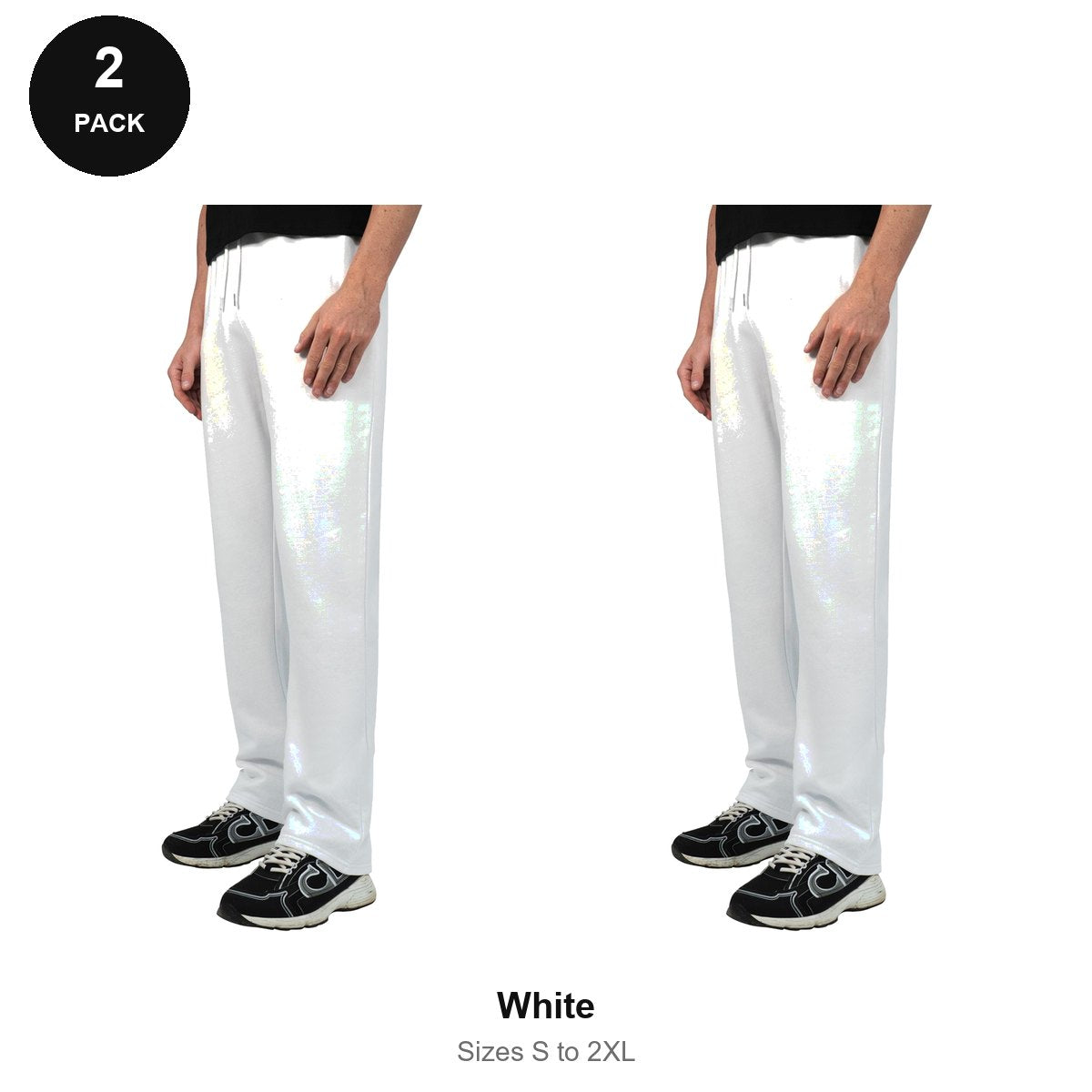 Relaxed Fit Joggers 2 Pack - 80% cotton / 20% polyester brushed-back fleece 280gsm, Sizes S-2XL - White