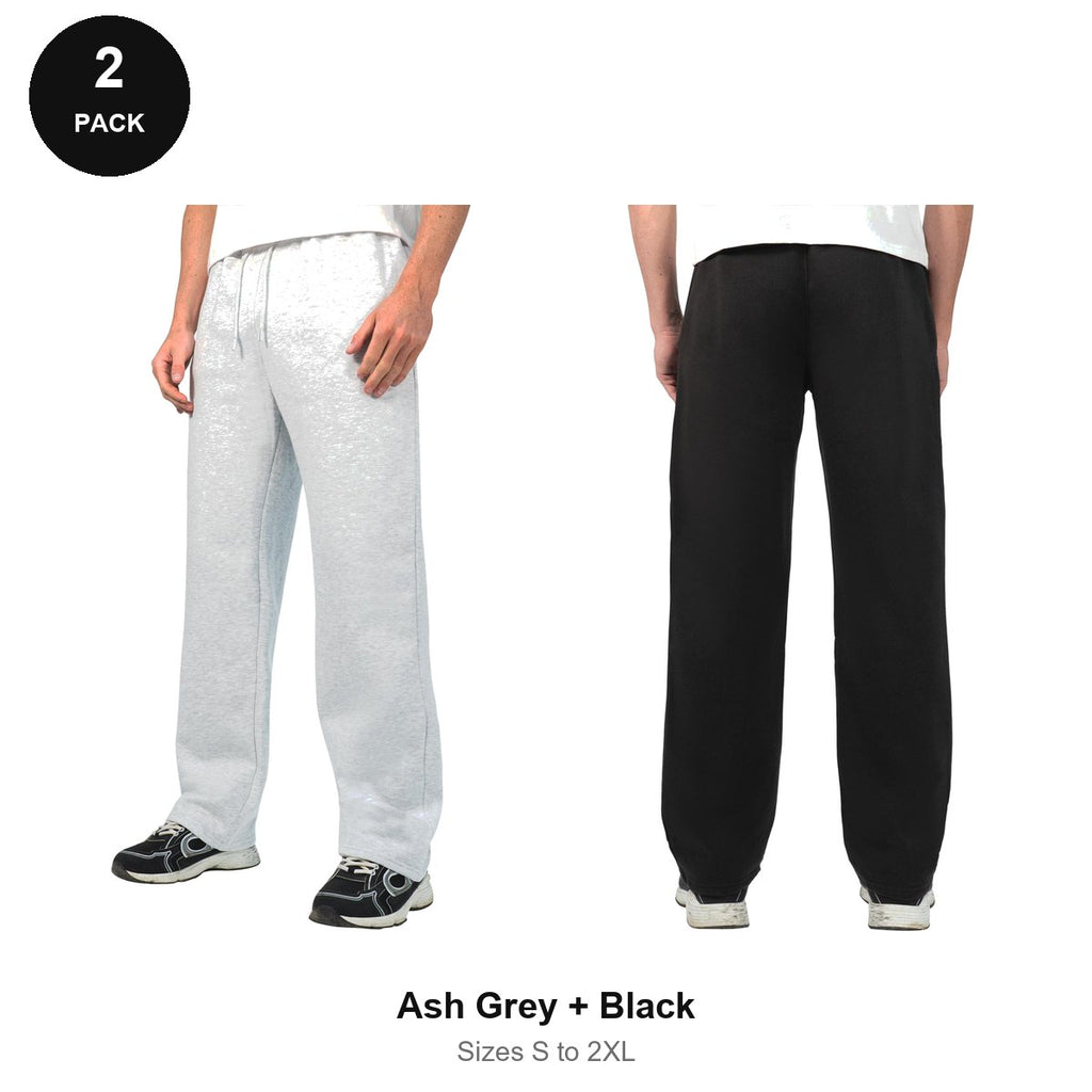 Relaxed Fit Joggers 2 Pack - 80% cotton / 20% polyester brushed-back fleece 280gsm, Sizes S-2XL - Ash Grey + Black