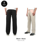 Relaxed Fit Joggers 2 Pack - 80% cotton / 20% polyester brushed-back fleece 280gsm, Sizes S-2XL - Black + Stone
