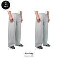 Wide Leg Joggers 2 Pack - 80% cotton / 20% polyester brushed-back fleece 280gsm, Sizes S-2XL - Ash Grey