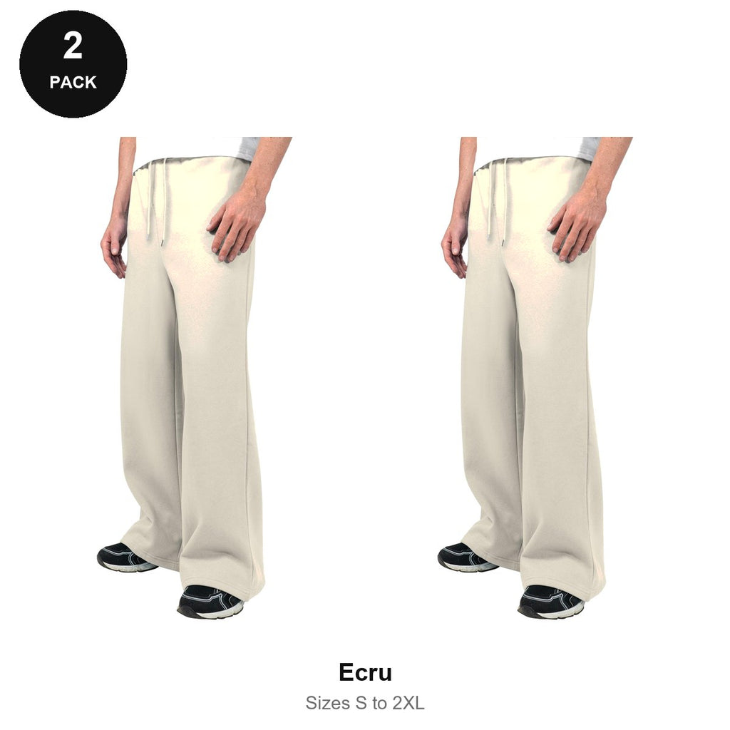 Wide Leg Joggers 2 Pack - 80% cotton / 20% polyester brushed-back fleece 280gsm, Sizes S-2XL - Ecru