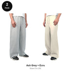 Wide Leg Joggers 2 Pack - 80% cotton / 20% polyester brushed-back fleece 280gsm, Sizes S-2XL - Ash Grey + Ecru
