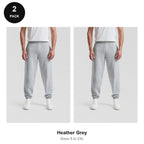 Fruit of the Loom Joggers 2 Pack - 80% cotton / 20% polyester 280gsm, Sizes S-2XL - Heather Grey